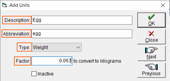 Filling the necessary fields to create a new custom unit