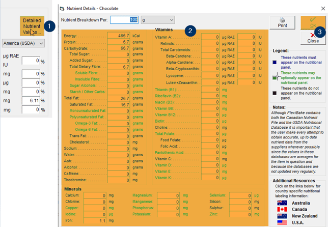 Adding the detailed nutrient values for a raw material such as vitamins and minerals.
