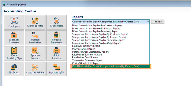 Accounting Ccentre - Reports - Companies and Items Created QBO