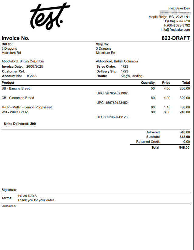 DSD Invoice - HTML