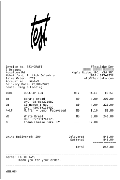 DSD Invoice - Zebra
