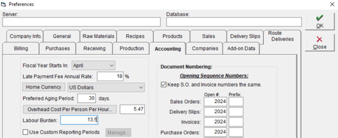 Labour Burden field in FlexiBake with an example percentage entered
