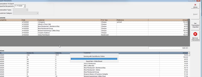 Export to QBO - Export in Progress