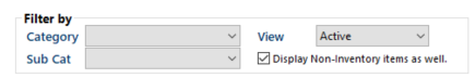 IA Slip grid display options with Views drop-down and Display Non-Inventory Items checkbox