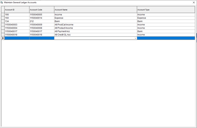 Maintain GL Accounts - All Accounts Added