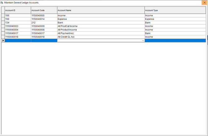 Maintain GL Accounts - Close Window