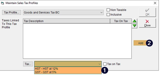 Maintain Sales Tax Profile - Add Tax Rate