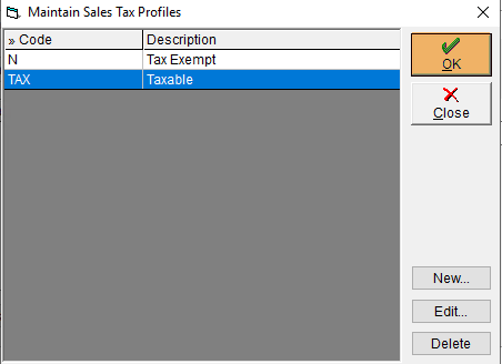 Maintain Sales Tax Profiles - Select Sales Tax Profile - QBO US