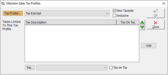 Maintain Sales Tax Profiles - Tax Profiles