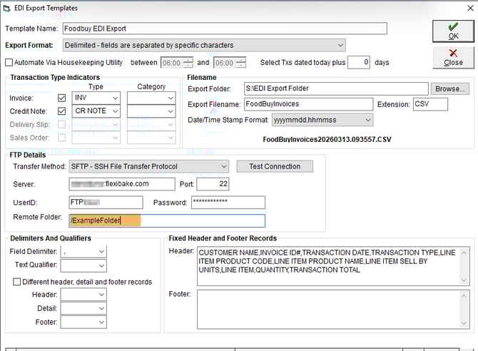 New EDI Template - Add FTP Folder