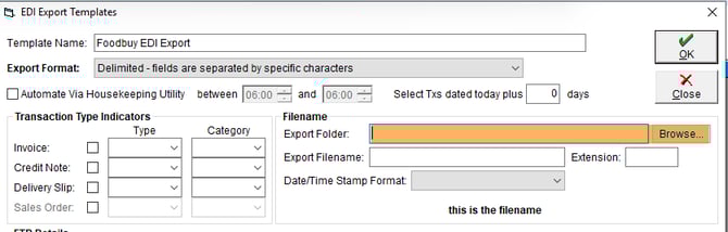New EDI Template - Export Folder