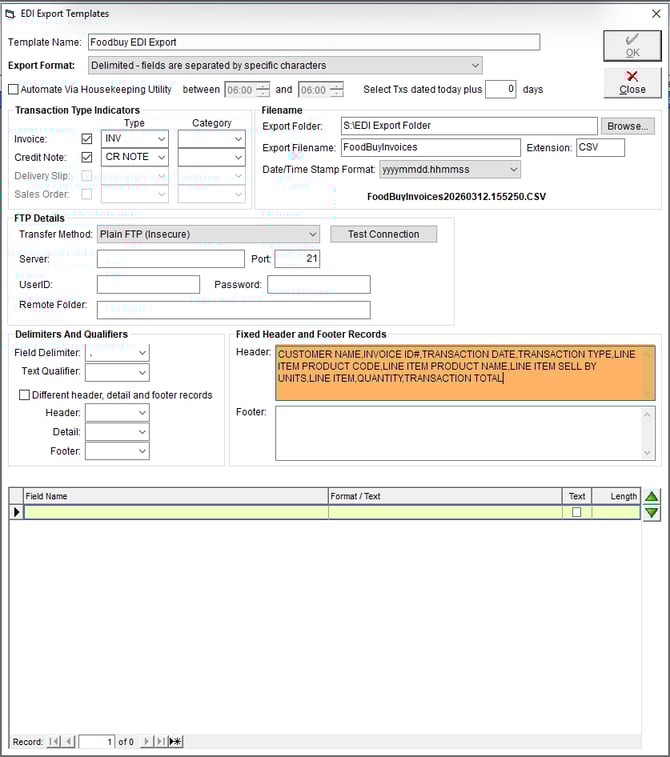 New EDI Template - Header