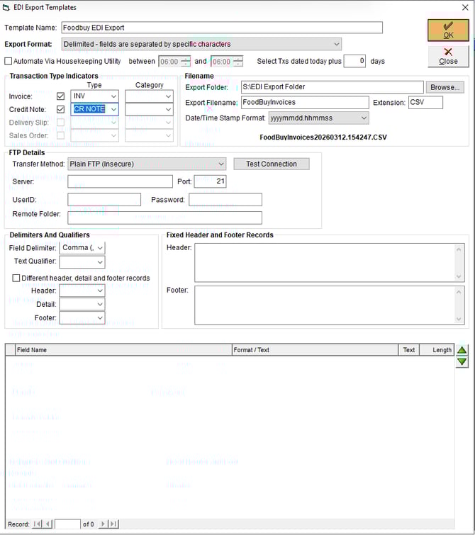 New EDI Template - OK First Save