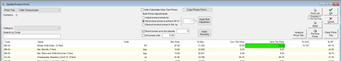 Edit product price within a selected Price Tier