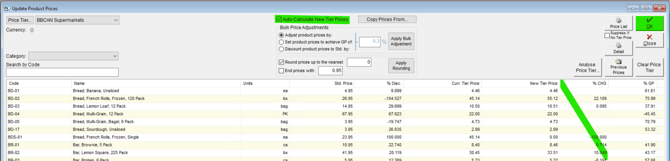 New Tier Price column with updated prices ready to be saved
