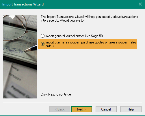 Sage - Invoices Import Type