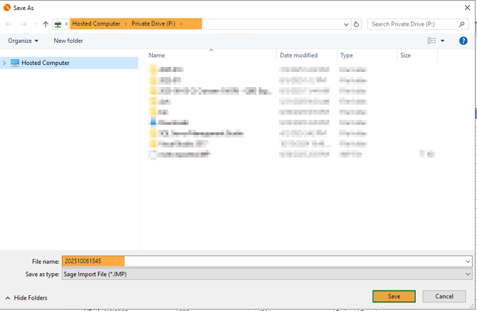Sage Export - Save File Location