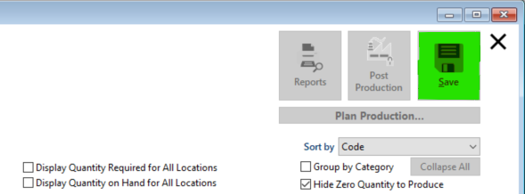 Save or confirm production planned for the day