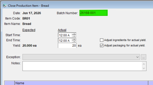 Adjust Batch Number Highlight