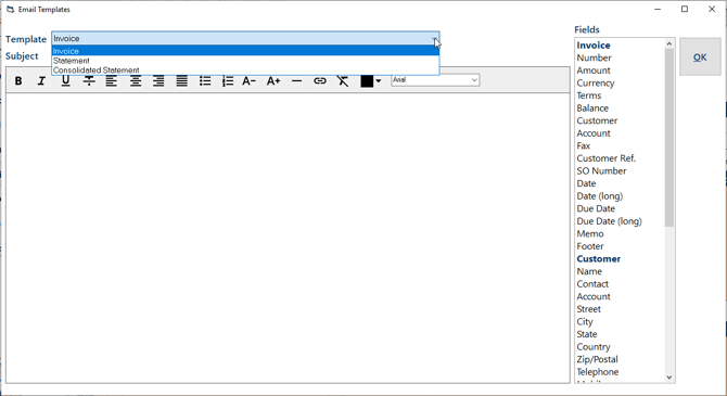 select template type