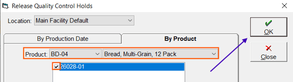 Release QC hold by Product