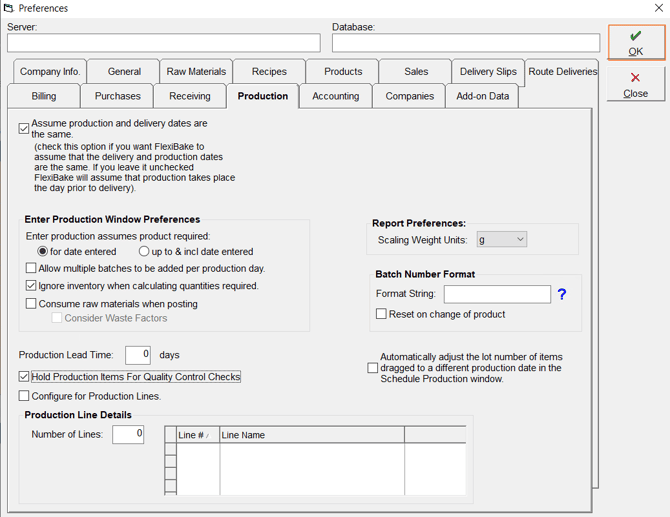 saving changes in FlexiBake preferences